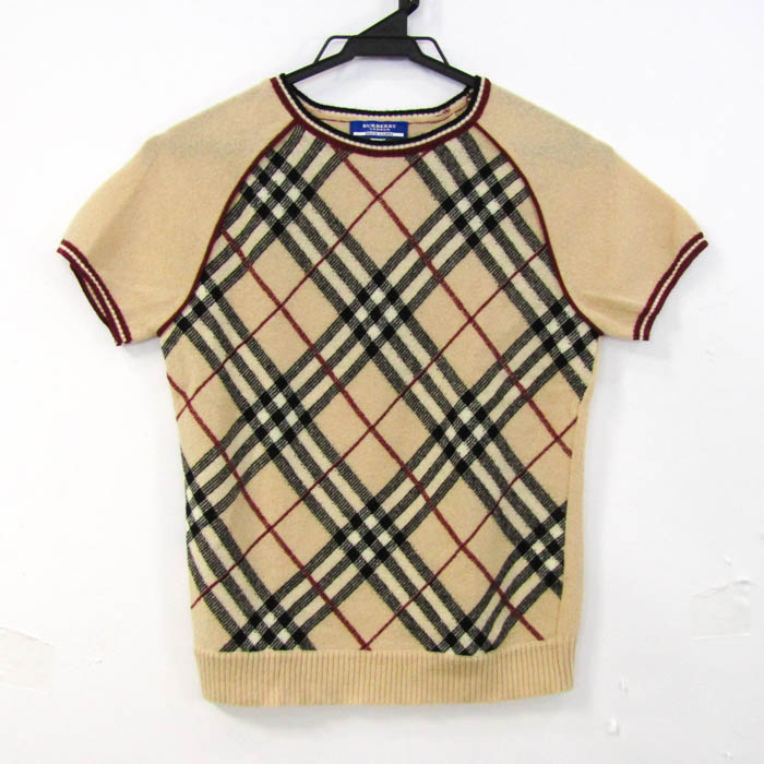 ★美品★バーバリーブルーレーベル＊ノバチェック総柄＊半袖トップス＊M バーバリー ブルーレーベル トップス カットソー ノバチェック