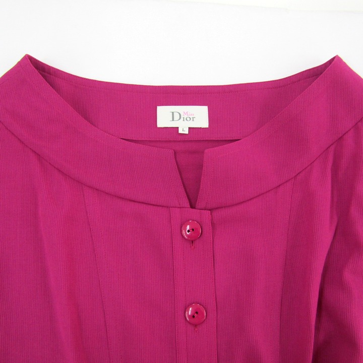 ミスディオール ワンピース 半袖 ウール混 L Miss Dior 極美品 ミスディオール ワンピース 半袖 ウール混 ヴィンテージ