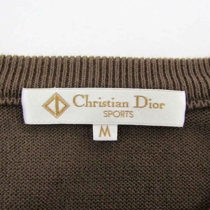 クリスチャンディオール ニット セーター 長袖 コットン ヴィンテージ ブランド トップス レディース Mサイズ ブラウン Christian Dior クリスチャンディオール ニット セーター 長袖 コットン