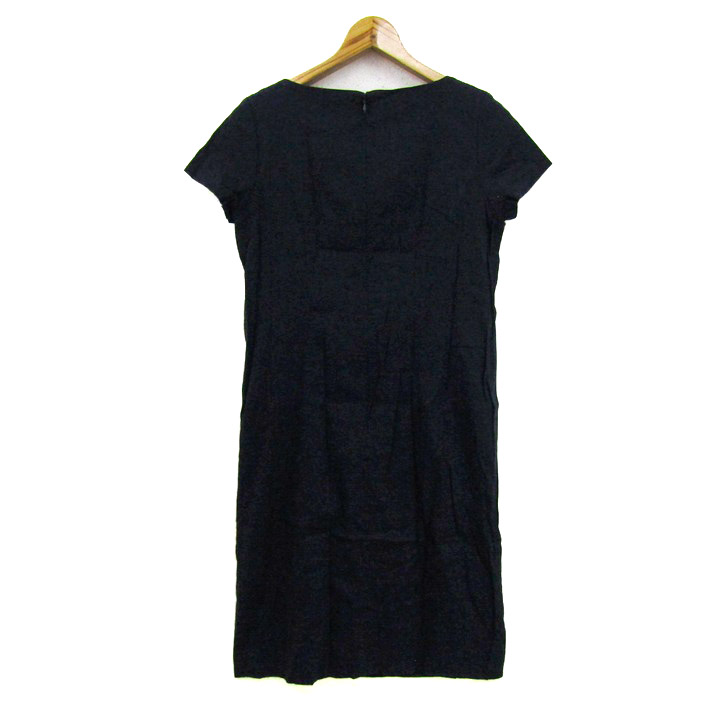 早い者勝ち　セオリーリュクス　theory luxe ブラック ワンピース 半袖 セオリーリュクス ワンピース 半袖 リネン混 ストレッチ ブランド