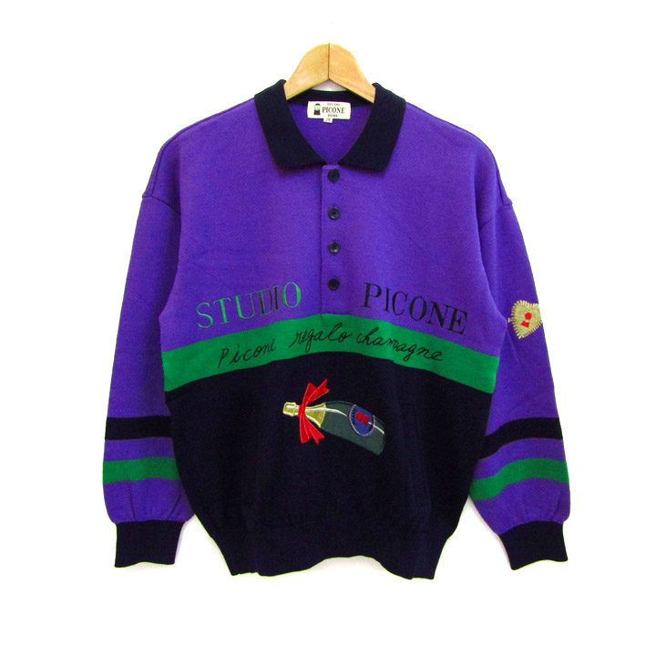 イヴ・サンローラン セーター トップス 長袖 クルーネック ニット YSL メンズ Lサイズ グリーン YVES SAINT LAURENT イヴ・サンローラン セーター トップス 長袖 クルーネック