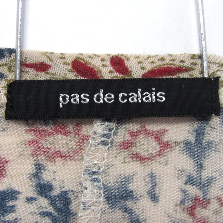 パドカレ カットソー シャツ 半袖 コットン100% ブランド トップス レディース 38サイズ ベージュ×レッド×ブルー pas de calais パドカレ カットソー シャツ 半袖 コットン100% ブランド