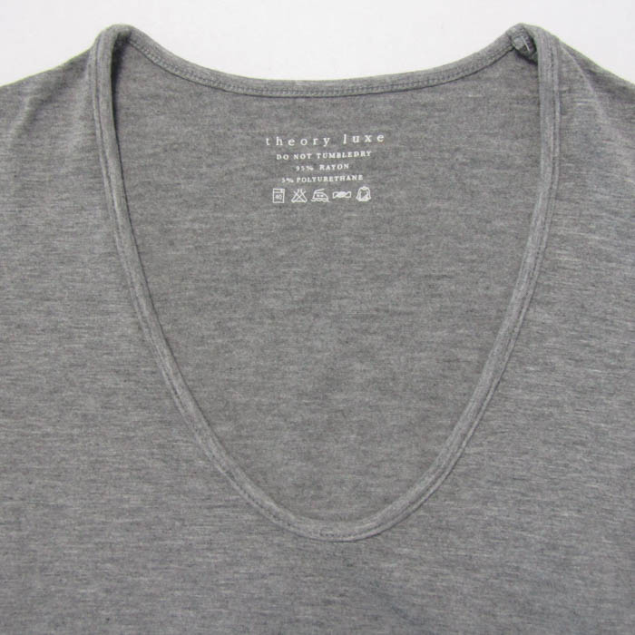 セオリーリュクス 半袖Ｔシャツ トップス Uネック 半袖 日本製 レディース 38サイズ グレー theory luxe セオリーリュクス 半袖Tシャツ トップス Uネック 半袖 日本製