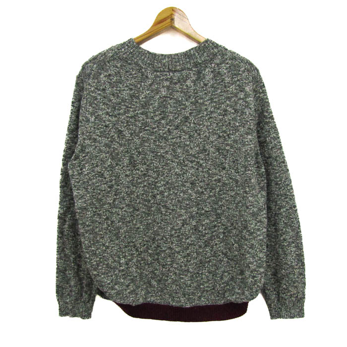 ポールスミス ニット セーター 長袖 ウール100% ブランド トップス 日本製 レディース Lサイズ グレー Paul Smith ポールスミス セーター トップス 長袖 Vネック メランジニット 大きい