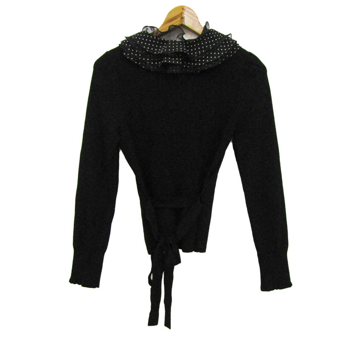 トゥービーシック ニット トップス 長袖 フリル襟 ドット柄 レディース 2サイズ ブラック TO BE CHIC トゥービーシック ニット トップス 長袖 フリル襟 ドット柄