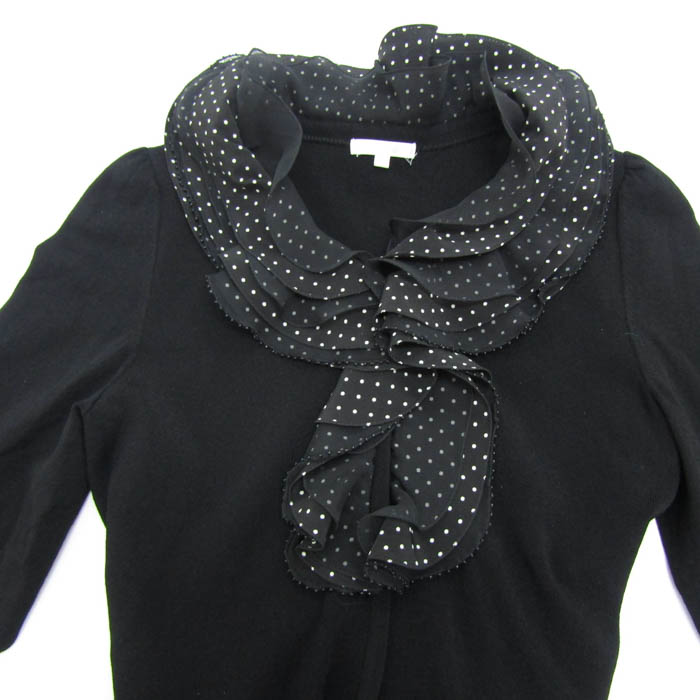 トゥービーシック ニット トップス 長袖 フリル襟 ドット柄 レディース 2サイズ ブラック TO BE CHIC トゥービーシック ニット トップス 長袖 フリル襟 ドット柄