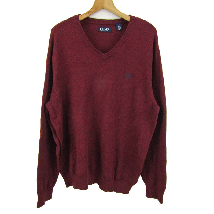 チャップス セーター 長袖 Vネック トップス メンズ L/Gサイズ レッド 