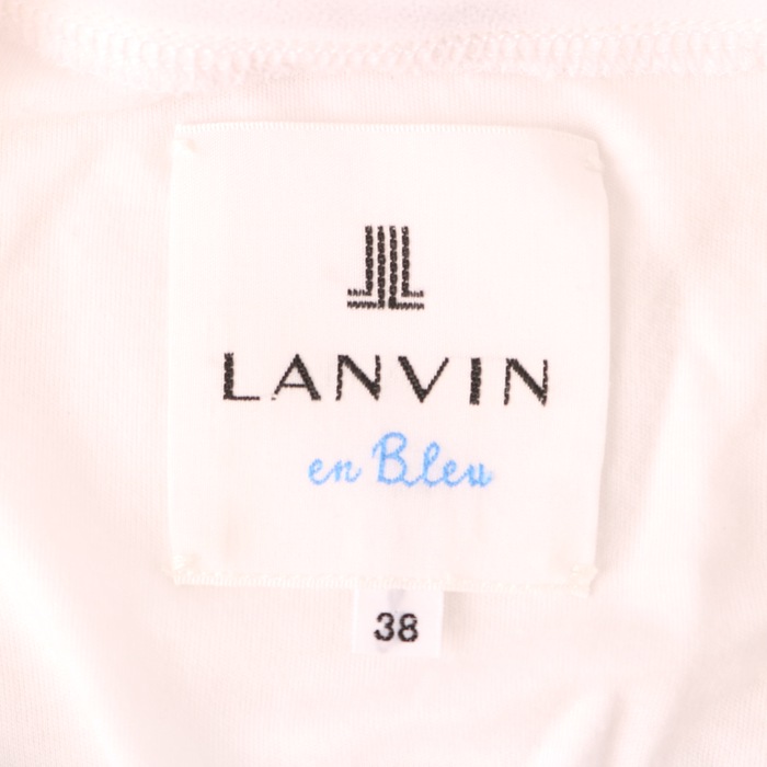 ランバンオンブルー 半袖Tシャツ ロゴ リボン付き クルーネック ロール