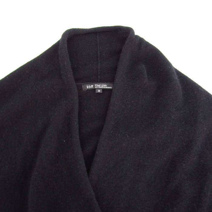 美品 ハヤマサンデー 七分袖カシミヤ混ニットワンピース 黒xベージュ 1 M PRODIGAL カシミヤ 100％ クルーネック ワンピース ニット