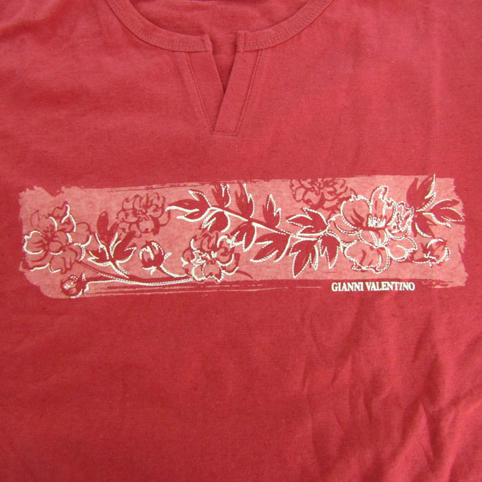 ジャンニ・ヴァレンティノ 半袖Tシャツ トップス リネン混 キーネック