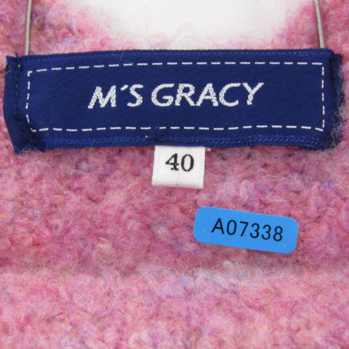 M&#39;S GRACY - エムズグレイシー ニット ピンク サイズ40 エムズグレイシー ニット セーター 長袖 ウール混 ストレッチ