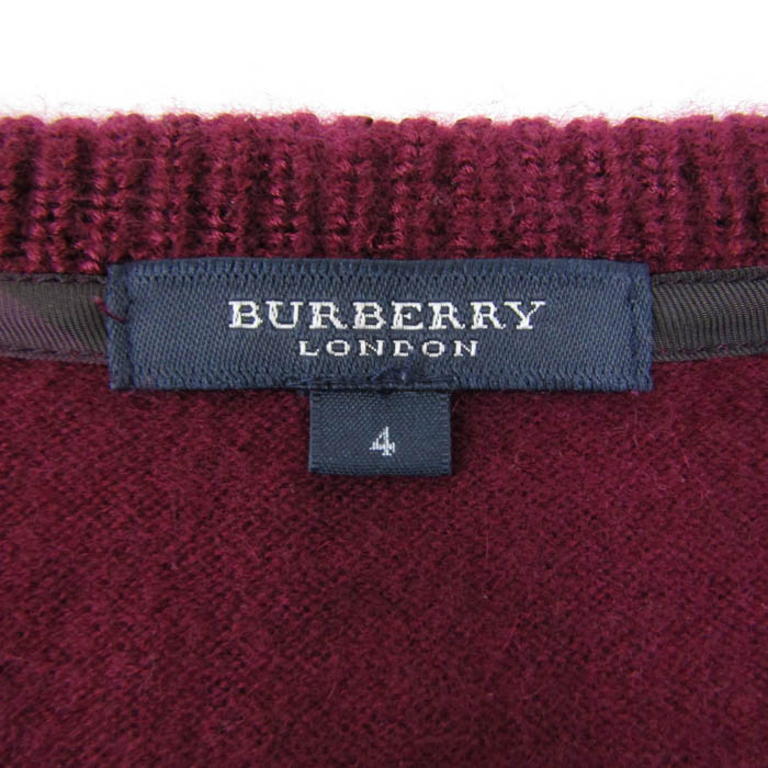 バーバリーロンドン カーディガン トップス 長袖 クルーネック カシミヤ100% レディース 4サイズ 赤紫 BURBERRY LONDON バーバリーロンドン カーディガン トップス 長袖 クルーネック