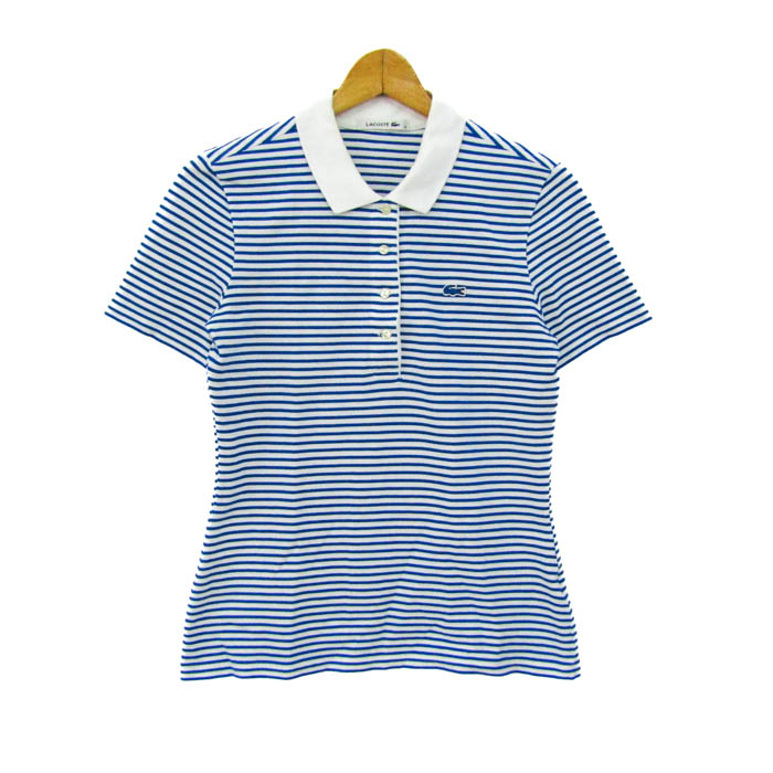 LACOSTE ラコステ ボーダー柄 ポロシャツ レディース サイズ38 ☆新品・未使用品・タグ付 ラコステ ボーダー柄 半袖 ポロシャツ 40 白×ピンク系