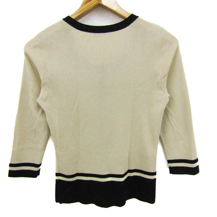 トゥービーシック カーディガン トップス 七分袖 バイカラー レディース IIサイズ ベージュ×黒 TO BE CHIC トゥービーシック カーディガン トップス 七分袖 バイカラー