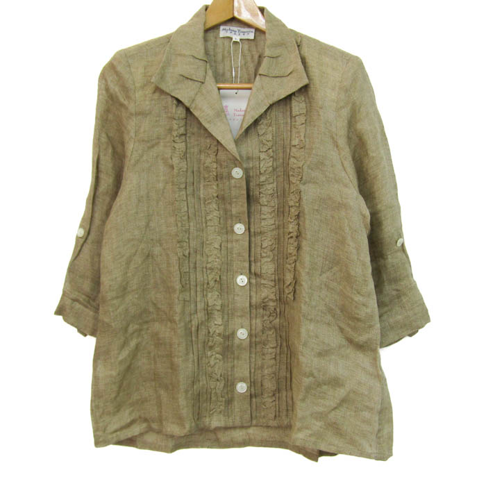 マダムトモコ 長袖シャツ トップス リネン100% イタリア製生地 未使用  