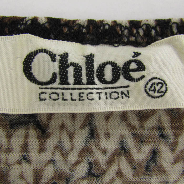 クロエ カットソー シャツ 長袖 大きいサイズ ウール100% トップス 黒 レディース 42サイズ ブラウン×ブラック Chloe クロエ カットソー シャツ 長袖 大きいサイズ ウール100