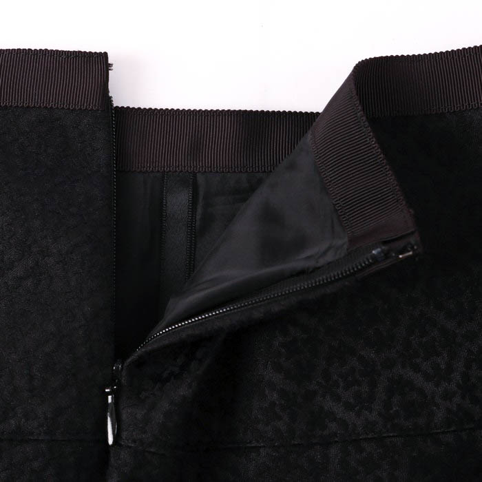 インディヴィ ミニスカート フレア 総柄 日本製 大きいサイズ コットン混 ストレッチ レディース 44サイズ ブラック INDIVI