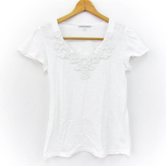 バナナリパブリック カットソー シャツ トップス 半袖 花柄 レディース XSサイズ ブラック Banana Republic