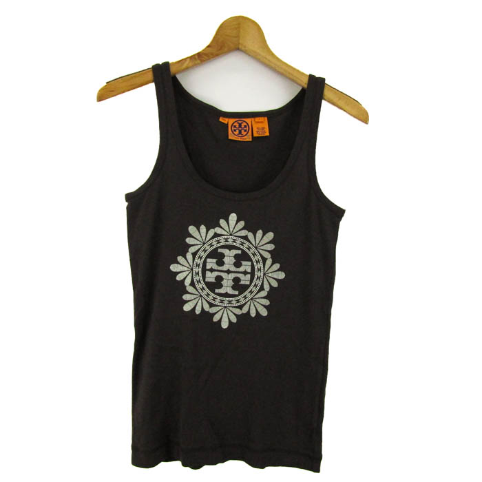 トリーバーチ タンクトップ ノースリーブ シャツ トップス ピマコットン ロゴ レディース Sサイズ ダークブラウン Tory Burch トリーバーチ タンクトップ ノースリーブ シャツ トップス