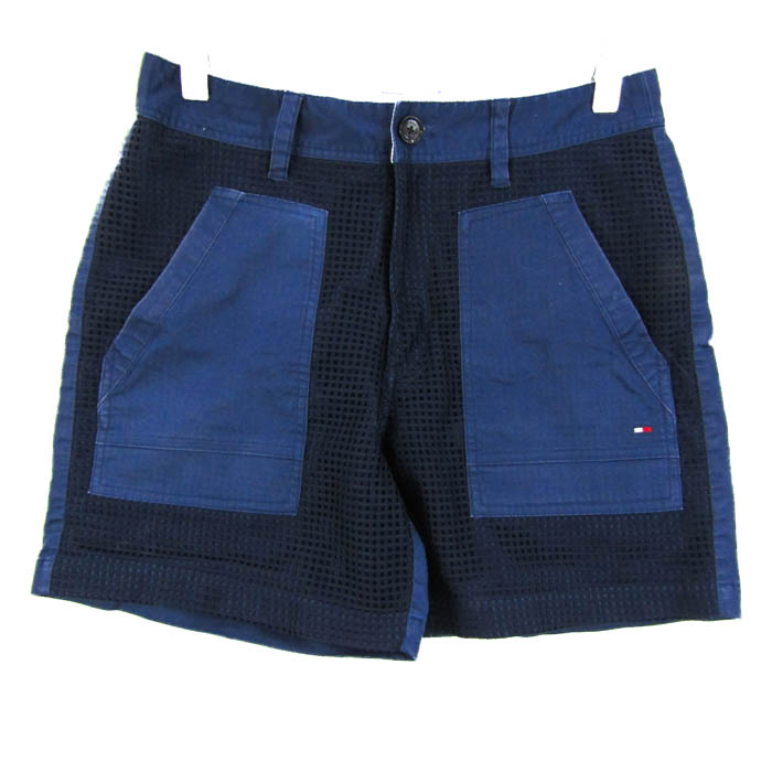 トミーヒルフィガー ストレッチ ショートパンツ 36 紺 マルチ柄 ゴルフにも トミーヒルフィガー ストレッチ ショートパンツ 36 紺 マルチ柄 ゴルフにも