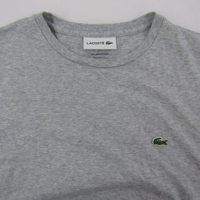 【レア品・美品】LACOSTE スリムフィット 半袖シャツ グレー Sサイズ ラコステ LACOSTE 配色ステッチTシャツ （グレー