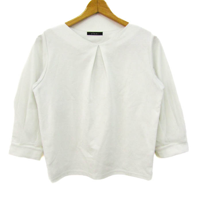 未使用級 希少サイズ✨プリーツプリーズ トップス カットソー 長袖 無地 白 クリア カットソー シャツ 7分袖 ストレッチ ブランド トップス