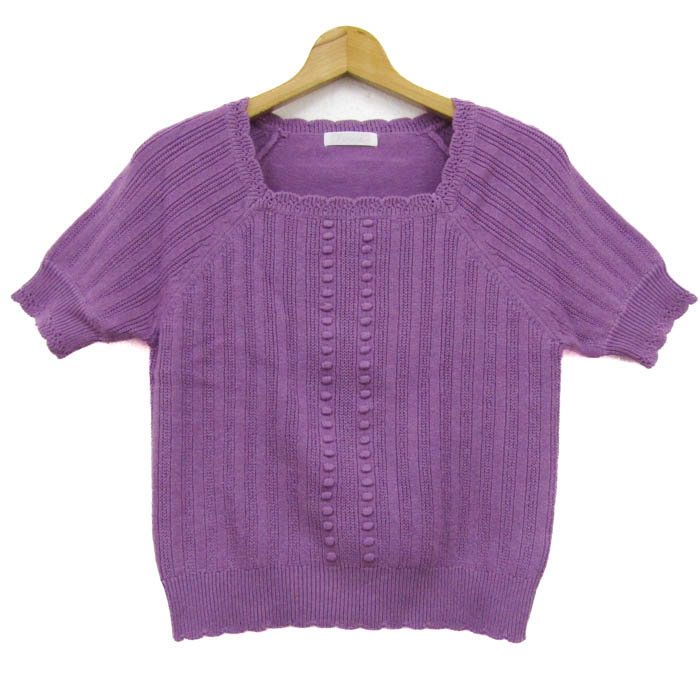 フェルゥ ニット トップス 半袖 スクエアネック セーター レディース 2  