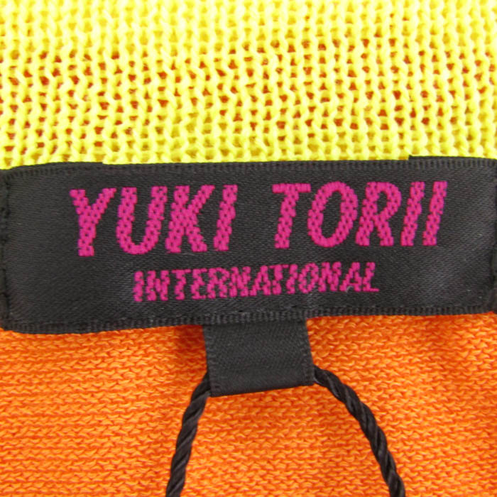 ユキトリイ ニット トップス ノースリーブ 日本製 未使用品 レディース 40サイズ オレンジ×黄 YUKI TORII ユキトリイ ニット トップス ノースリーブ 日本製 未使用品 レディース