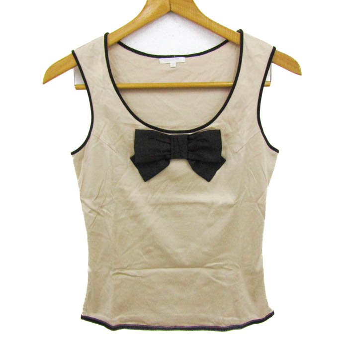 トゥービーシック TO BE CHIC ノースリーブカットソー サイズ46 XL 黒 レディース ニット/ビーズ トップス Lノースリーブ フリルブラウス （その他トップス）｜TO BE CHIC