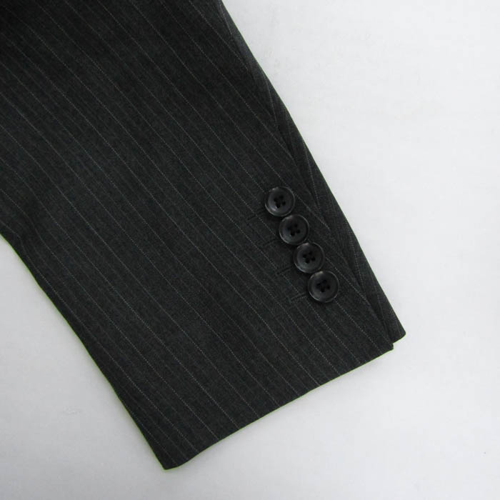 【美品】YUKI TORII HOMMEダークグレーペンストライプスーツ総裏A7 美品】YUKI TORII HOMMEダークグレーペンストライプスーツ総裏A7