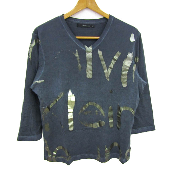 カルバンクラインジーンズ 長袖Tシャツ トップス Vネック ロゴ 