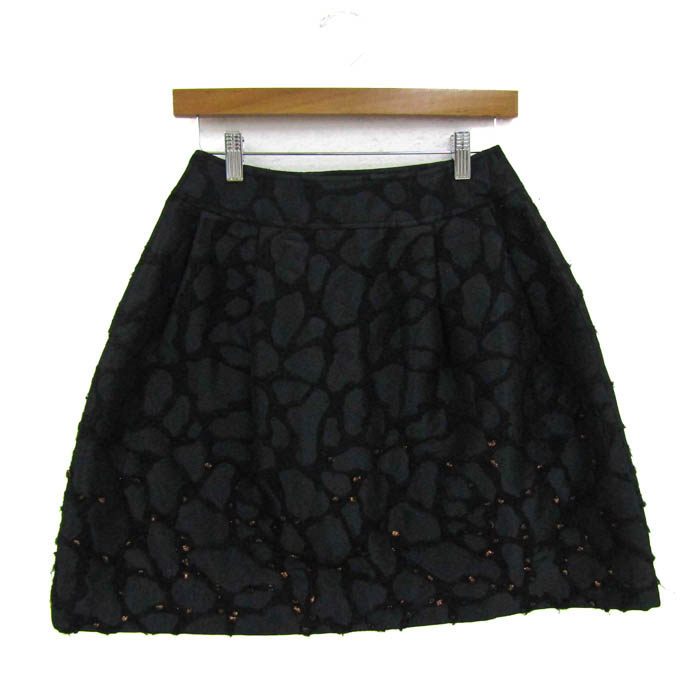 ルネ フレアスカート ブランド ウール/モヘヤ混 ボトムス 日本製 黒  