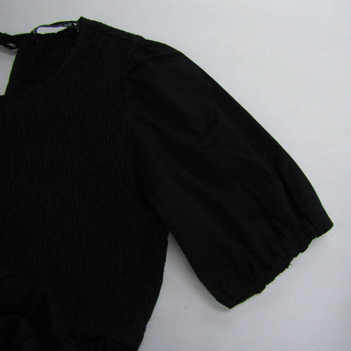 ザラ ロングワンピース 半袖 コットン100% トップス 黒 レディース USA