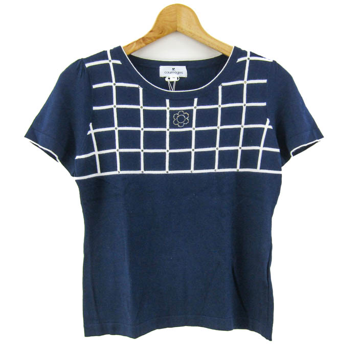 Courreges クレージュ ショート スリーブ ニット フランス製 ヴィンテージ フランス製 Courreges クレージュ ニット ロゴ入り