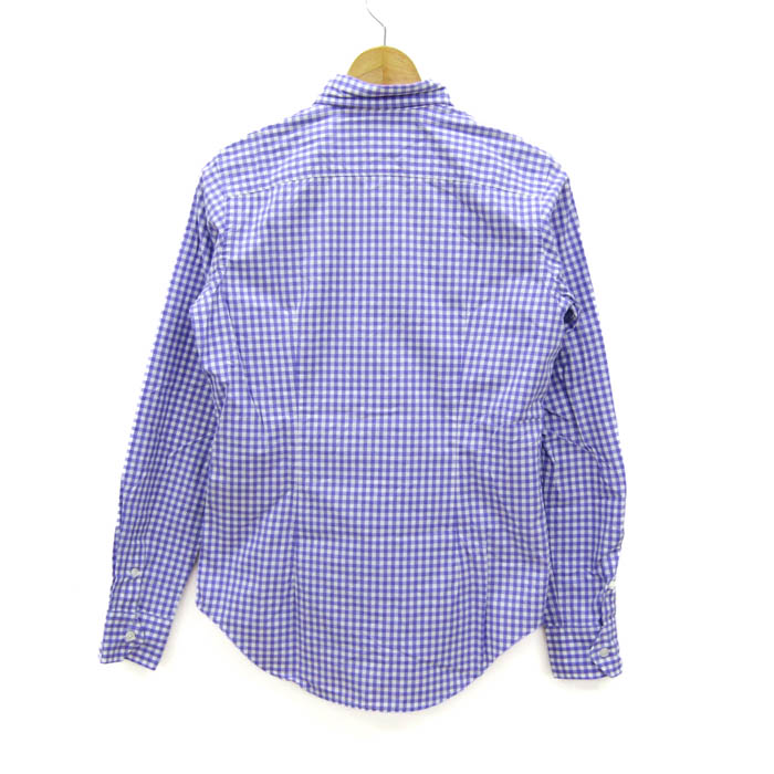 ラルフローレン  コットンシャツ　4サイズ 送料無料やや使用感ありRALPH LAURENコットン長袖シャツ ピンク白ストライプ柄　レディース4サイズ　ラルフローレンボタンダウン