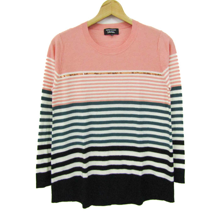 大人可愛い ボーダー ソニアリキエル ニット リボン ワンピース 紫 青 SONIA RYKIEL - ソニアリキエル ニットワンピース トップス 半袖