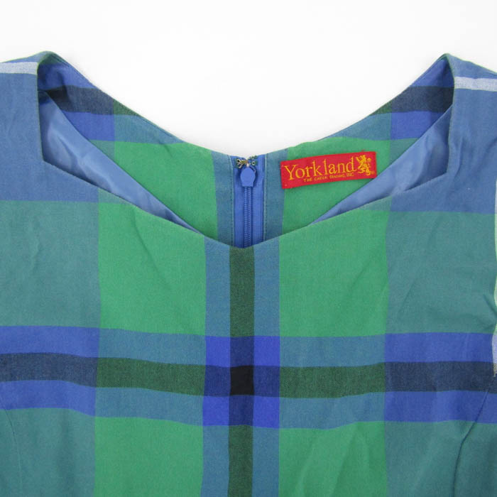 【美品】York land ノースリーブワンピース サイズ11AR used品 ヨークランド #snc YORKLAND ワンピース 11AR 青 茶 紺