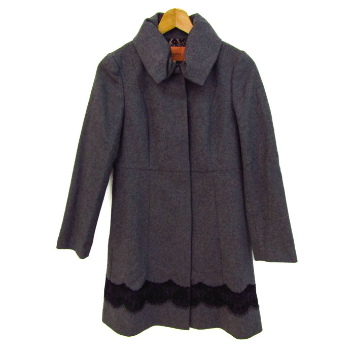 ショートコート スーナウーナ sunauna レース装飾付き黒ショートダウン