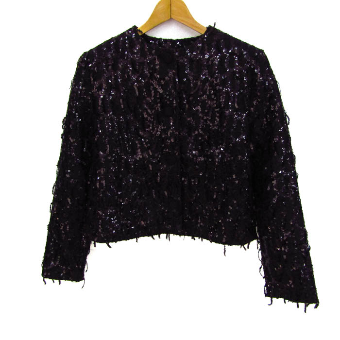 ザラ ノーカラージャケット アウター 黒 レディース USA Mサイズ