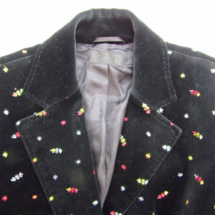ポールスミスブラック テーラードジャケット アウター 花柄 ストレッチ