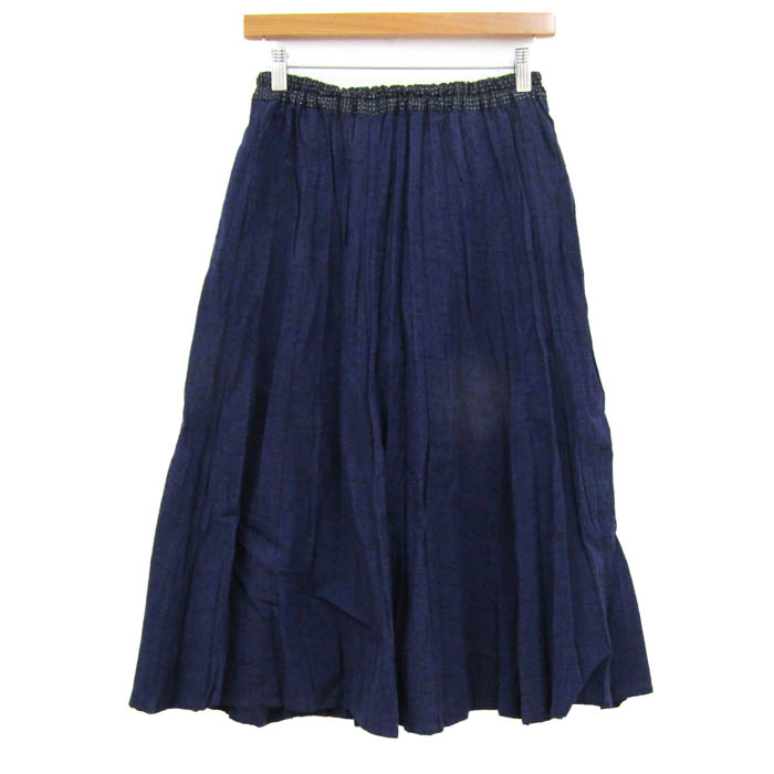 ギエモン ロングスカート ボトムス ギャザー フレア 久留米絣 和