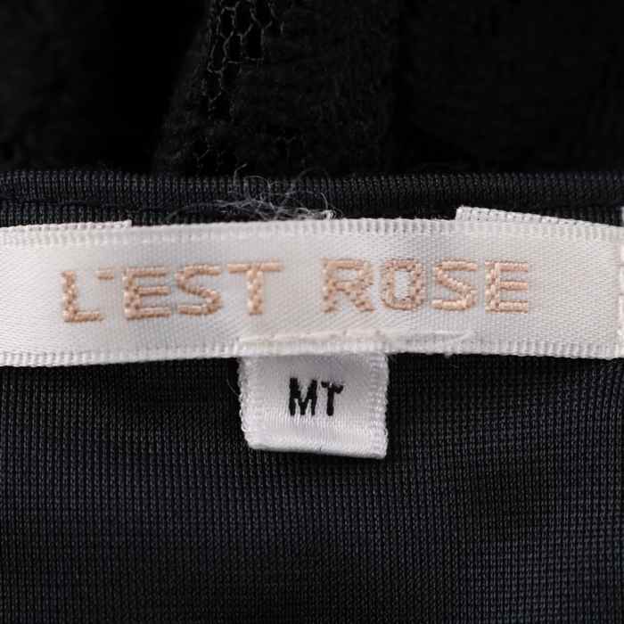 約32cm着丈レストローズ ドレス ノースリーブ 花柄レース セレモニー ワンピース 黒 レディース MTサイズ ブラック L'EST ROSE