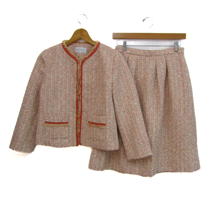 Y1057*カルバンクライン☆スカートスーツ☆セットアップ☆茶ブラウン カルバンクライン セットアップ 上下セット スーツ ジャケット