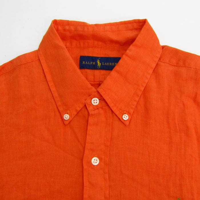 ラルフローレン ポロシャツ 半袖 USED 中古 オレンジ 花柄 ポロラルフローレン ロゴ刺繍 半袖 ポロシャツ S オレンジ