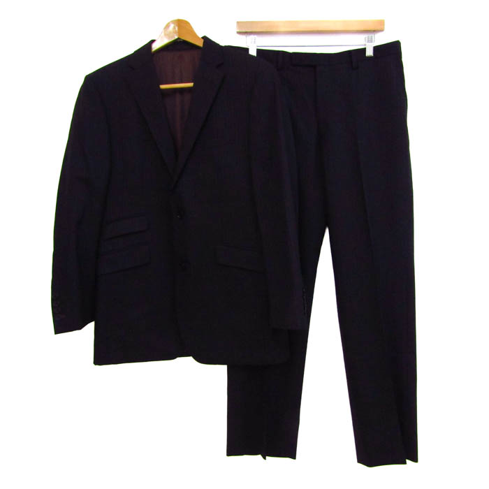 バーバリーブラックレーベル　セットアップスーツ　ブラックストライプ　175 圧巻のスリーピース 未使用級バーバリーブラックレーベル スーツ