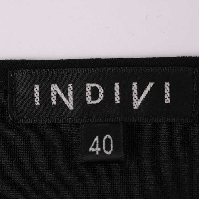 インディヴィ ワンピース 半袖 ボーダー ウエスト切替 チュニック 日本製 レディース 40サイズ ブラック INDIVI