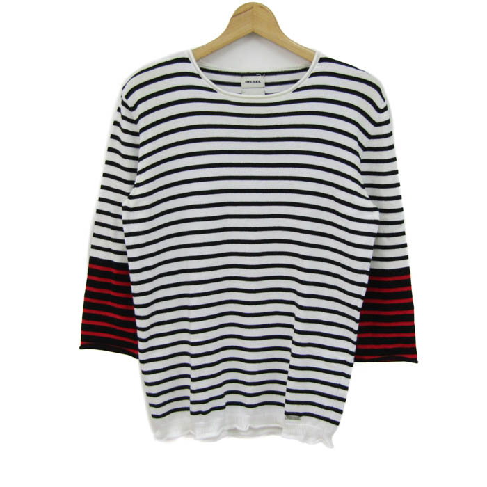 ディーゼル ニット トップス 七分袖 ボーダー柄 コットン レディース M