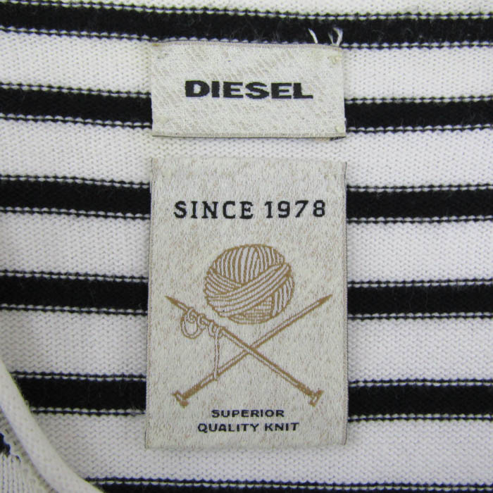 ディーゼル ニット トップス 七分袖 ボーダー柄 コットン レディース M