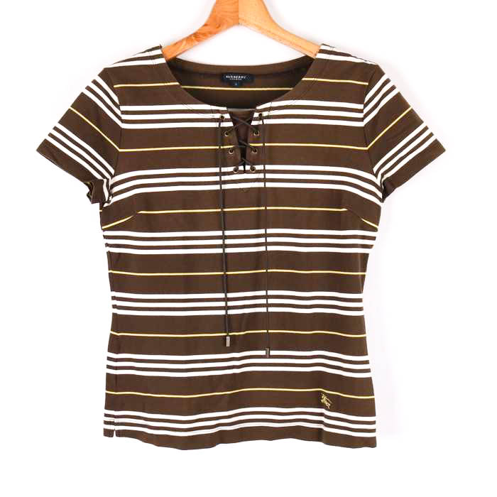 バーバリーロンドン Tシャツ 半袖 ロゴ刺繍 ボーダー ストレッチ