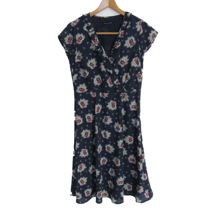 ローラアシュレイ 花柄 ロングワンピース スクエアネック パフスリーブ